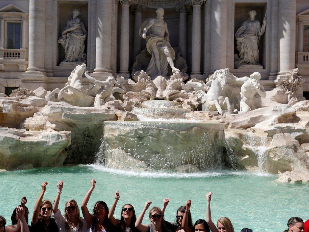 Coins in Trevi Fountain
