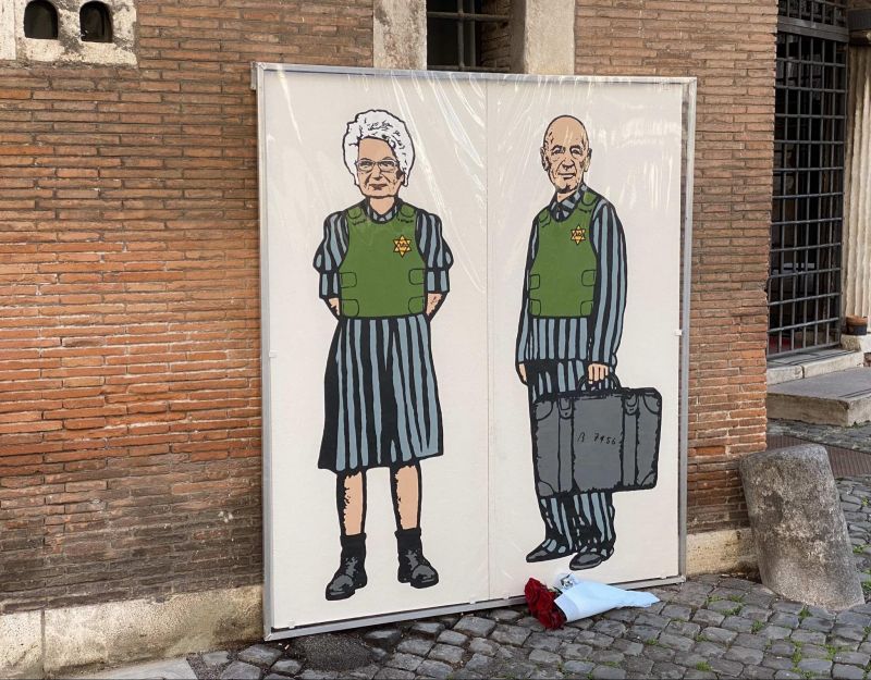 Rome unveils mural of Holocaust survivors